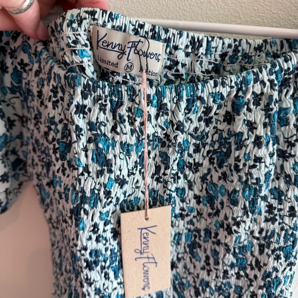Kenny Flowers Sonoma Blue and White Floral Off-Shoulder Mini Dress - Picture 6 of 9